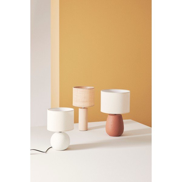 Veioză teracotă din ceramică cu abajur textil (înălțime 41,5 cm) Irvin – Yes Everyday-image-1