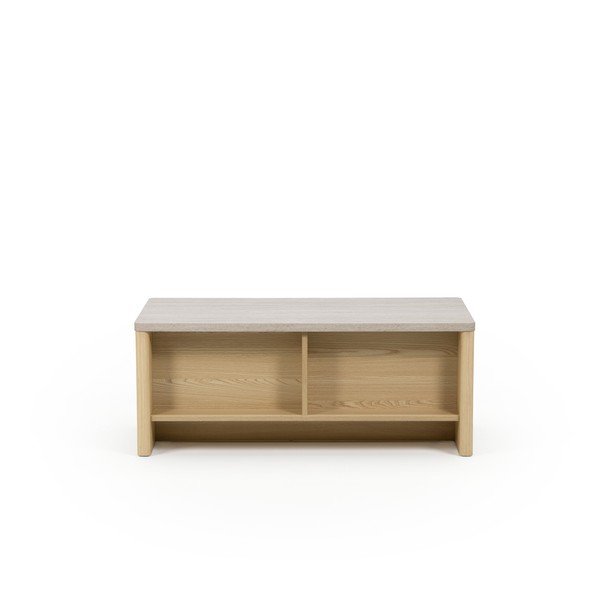 Măsuță de cafea albă/în culoare naturală deschisă cu aspect de lemn de stejar 40x100 cm Dore – Marckeric-image-4