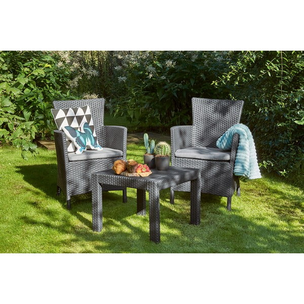 Set mobilier de grădină gri antracit din ratan artificial pentru 2 persoane Rosario – Keter-image-2