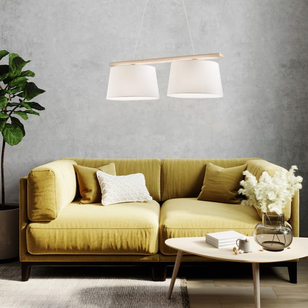 Lustră maro deschis cu abajur textil ø 35 cm Aida – LAMKUR-image-1