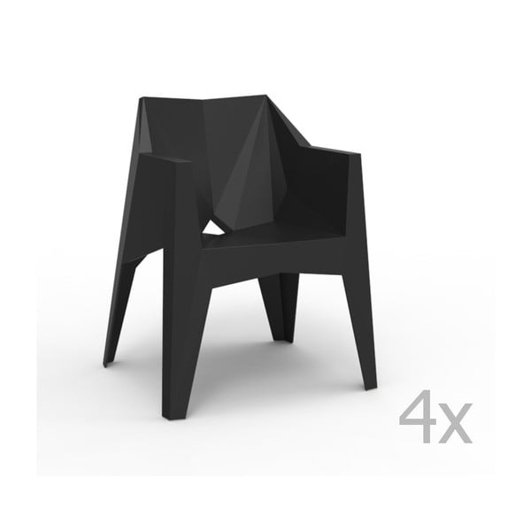 Set 4 scaune de grădină cu cotiere Vondom Voxel, negru