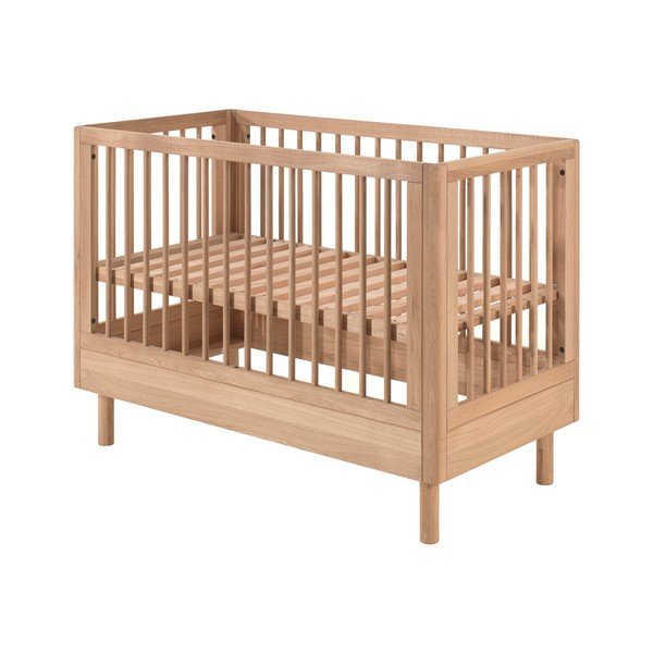 Pătuț în culoare naturală din lemn de stejar cu înălțime reglabilă 60x120 cm Forrest – Vipack-image-3