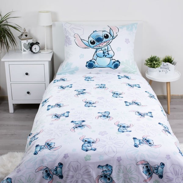 Lenjerie de pat pentru copii albă din bumbac pentru pat de o persoană 140x200 cm Lilo and Stitch "Ohana White" – Jerry Fabrics-image-2