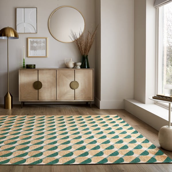 Covor galben/verde 120x170 cm Carlos Circle Geo – Flair Rugs-image-1