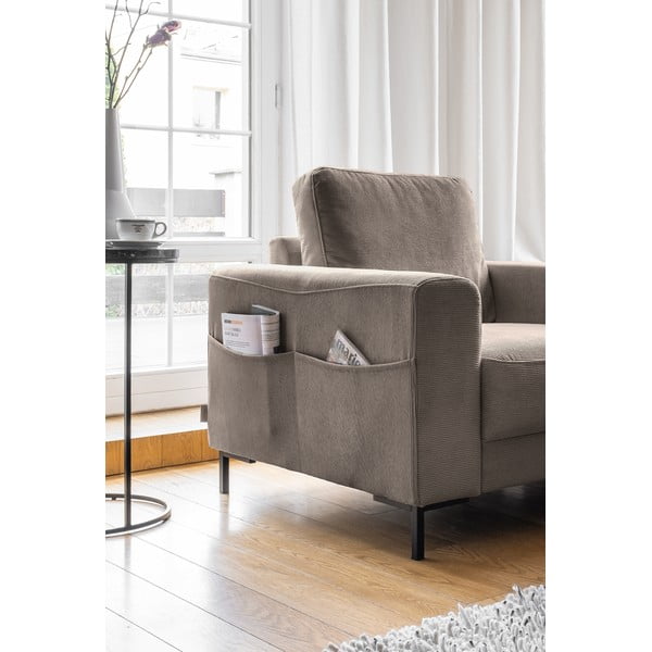 Fotoliu maro cu tapițerie din catifea reiată Lofty Lilly – Miuform-image-3