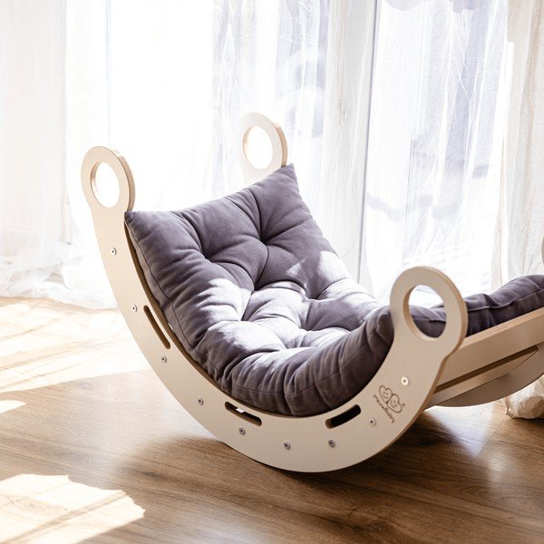 Leagăn roz/în culoare naturală din lemn de pin 39x75x38 cm Montessori – Meowbaby-image-2