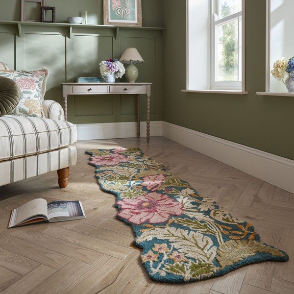 Covor tip traversă țesut manual din lână 60x230 cm Daphne Shaped Floral – Flair Rugs-image-1