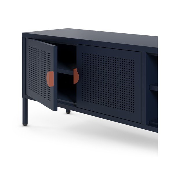 Comodă TV albastru-închis din metal 160x50x35 cm Sayla – Marckeric-image-4