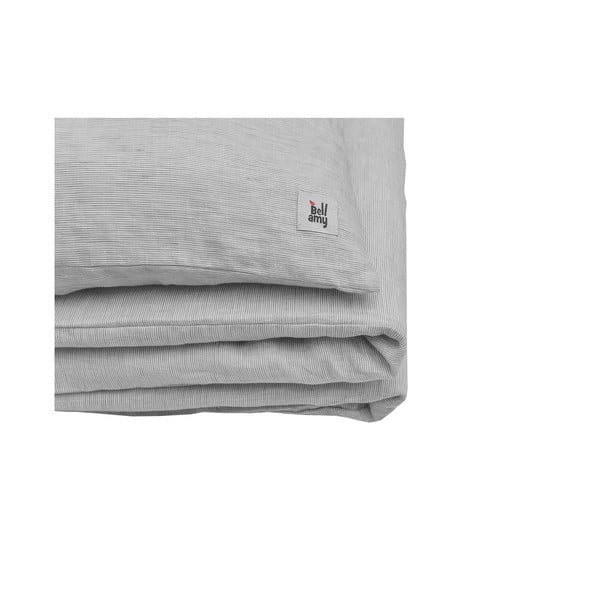 Lenjerie de pat din in pentru copii BELLAMY Stripes, 140 x 200 cm, gri-image-4