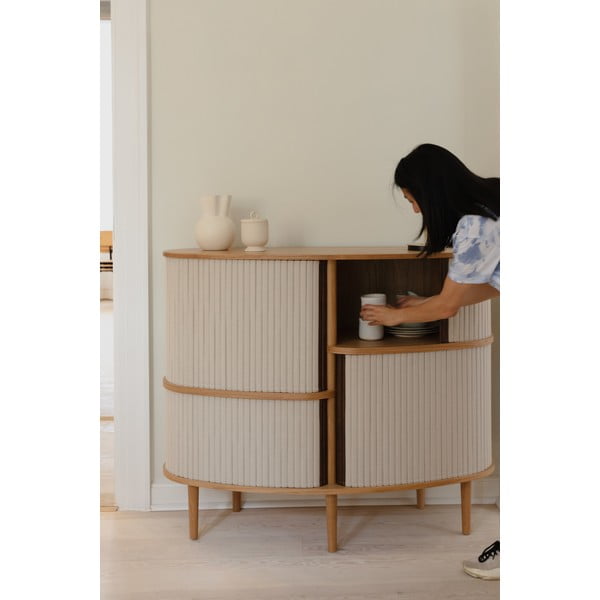 Dulap bej-în culoare naturală cu aspect de lemn de stejar cu ușă glisantă 120x100x50 cm Audacious – UMAGE-image-1