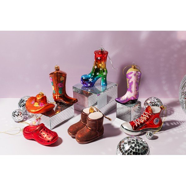 Ornament de Crăciun din sticlă 7 cm Cowboy Boot – Sass & Belle-image-2