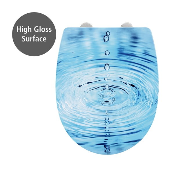 Capac WC 38 x 45 cm Easy-Close (cu închidere automată) Droplets – Wenko