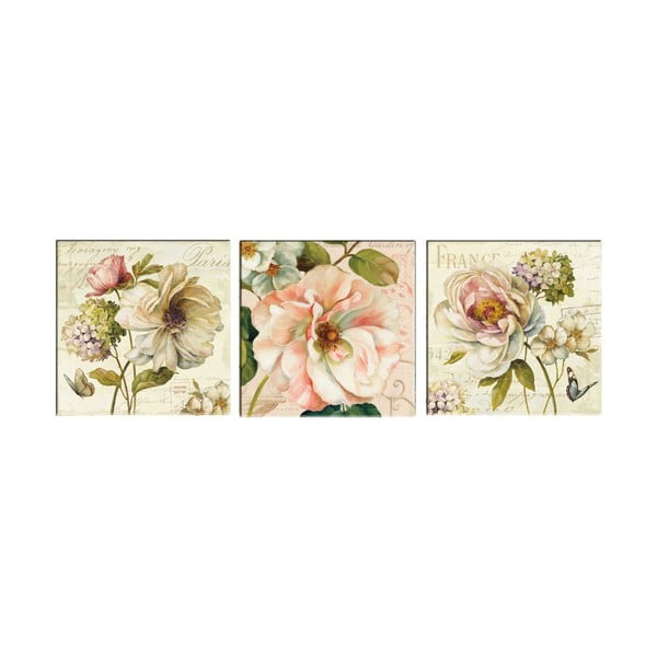 Set 3 tablouri Tablo Center Vintage Flowers