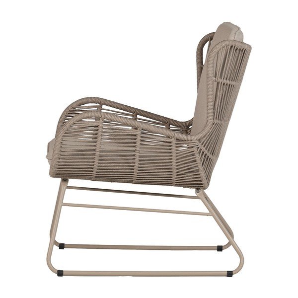 Fotoliu de grădină bej din metal/capitonat Grace – WOOOD-image-3