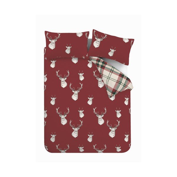 Lenjerie de pat roșie pentru pat dublu, extinsă 230x220 cm Munro Stag Check – Catherine Lansfield