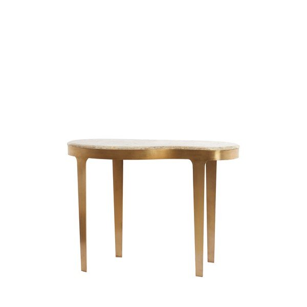 Masă consolă bronz/taupe cu blat din marmură 40x110 cm Giulio – Light & Living-image-4