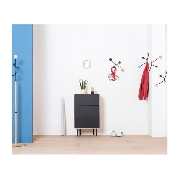 Comodă neagră/în culoare naturală înaltă din lemn de stejar 60x100 cm Fina – Gazzda-image-2