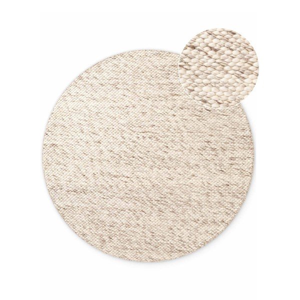 Covor bej/în culoare naturală țesut manual rotund din lână ø 160 cm Lyon Beans – Elle Decoration