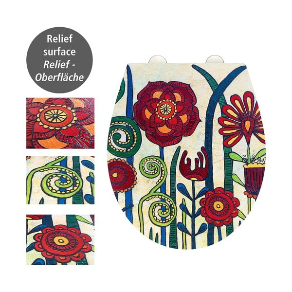 Capac WC 37 x 44,5 cm Easy-Close (cu închidere automată) Rollin'Art Red Blossom – Wenko-image-2