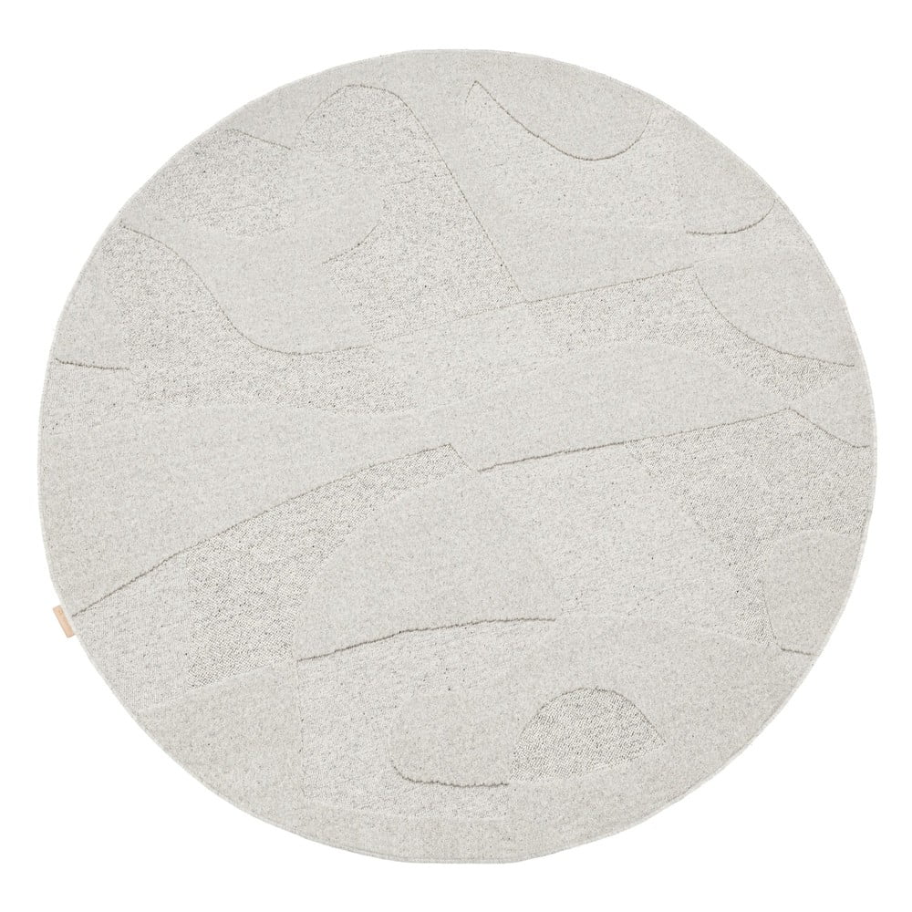 Covor gri deschis rotund din lână ø 133 cm Morphic Botanica – Agnella