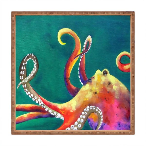 Tavă decorativă din lemn Octopus, 40 x 40 cm