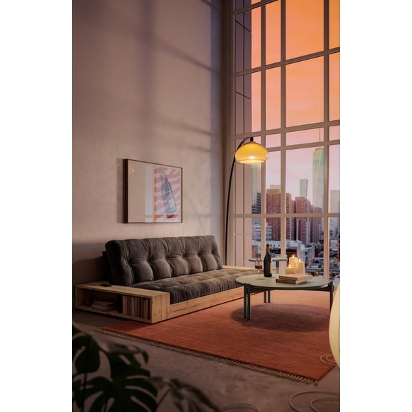 Canapea galbenă extensibilă cu tapițerie din catifea reiată  244 cm Base – Karup Design-image-1