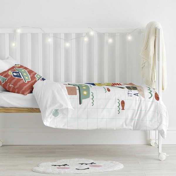 Lenjerie de pat din bumbac pentru copii Moshi Moshi Pirate, 100 x 120 cm-image-1