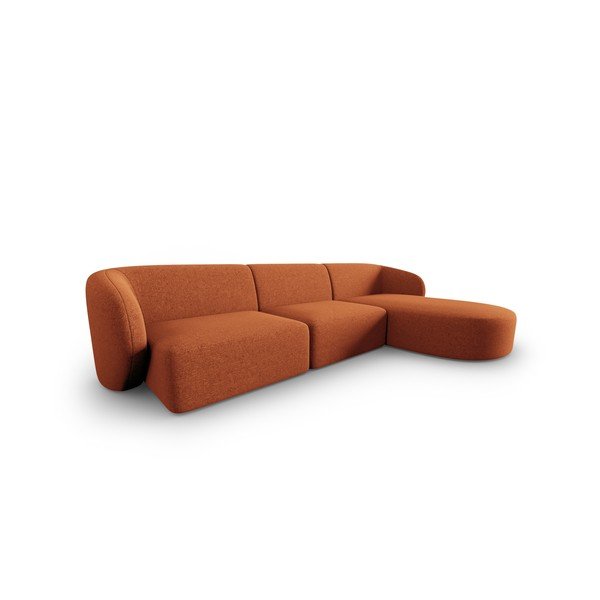 Colțar teracotă cu tapițerie din chenille (cu colț pe partea dreaptă, cu șezlong) Paolo – Milo Casa-image-1