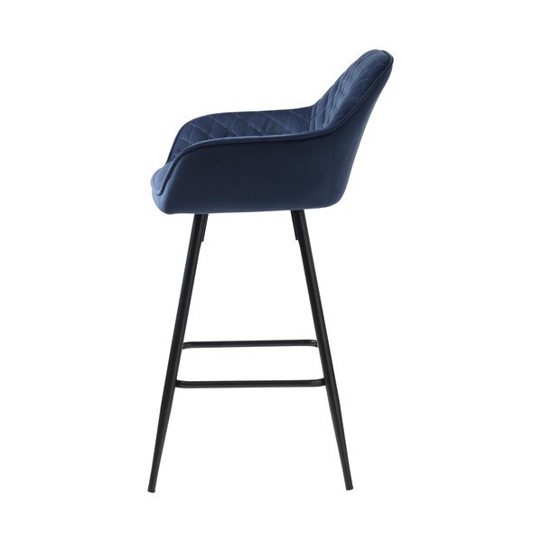 Scaun de bar albastru din catifea (înălțime șezut 67 cm) Milton – Unique Furniture-image-2