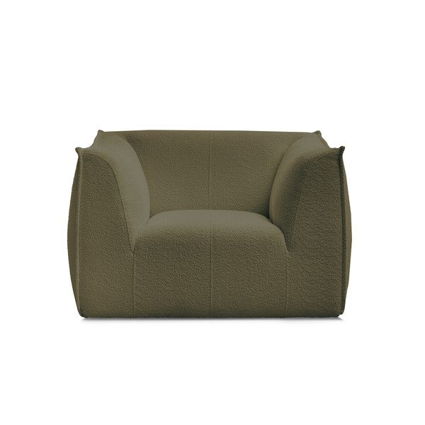 Fotoliu verde cu tapițerie din țesătură bouclé Giorgia – Bobochic Paris-image-3