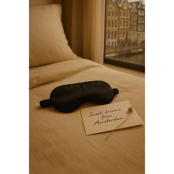 Mască de dormit neagră din mătase Mulberry Silk – Mila Home Luxury-image-2