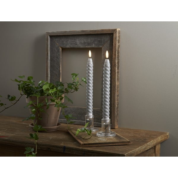 Set de 2 lumânări LED din ceară gri Star Trading Flamme Swirl Antique, înălțime 25 cm-image-4