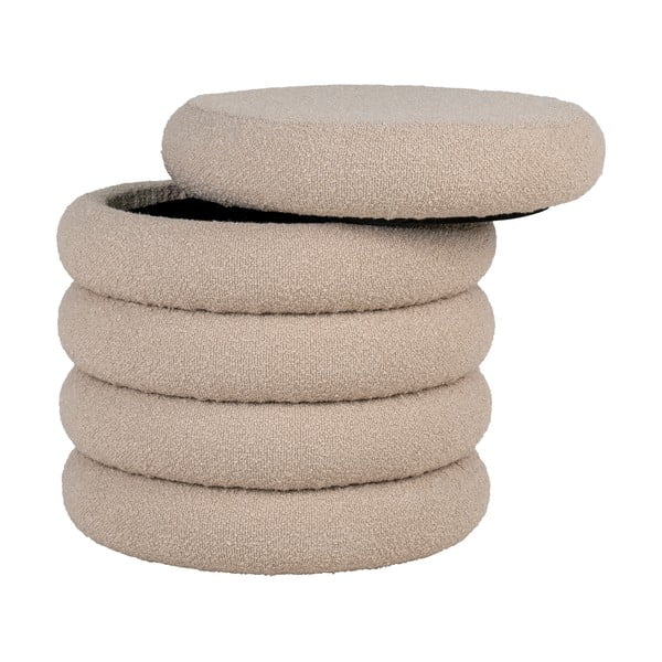 Taburet bej cu tapițerie din stofă bouclé Brooklyn – House Nordic-image-1