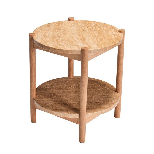 Măsuță auxiliară rotundă cu blat din piatră ø 43 cm Trava – Hübsch-image-2