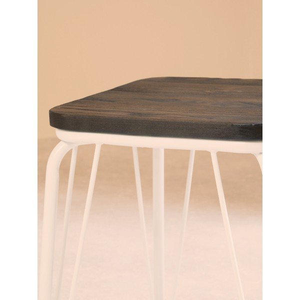 Scaun tip taburet alb/în culoare naturală închisă din lemn de ulm District – Premier Housewares-image-4