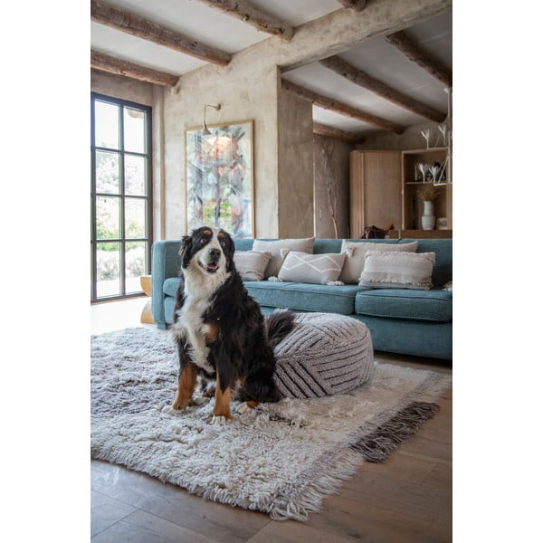 Taburet bej cu tapițerie din lână Fields – Lorena Canals-image-1