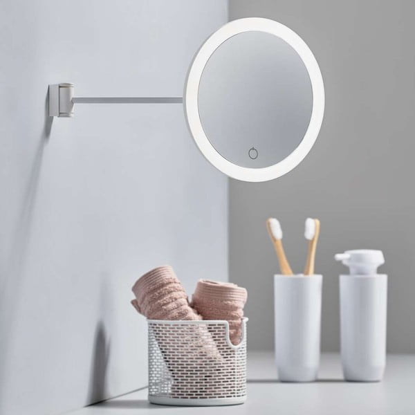 Oglindă cosmetică de perete Zone Eve, ø 17,5 cm, gri-image-1