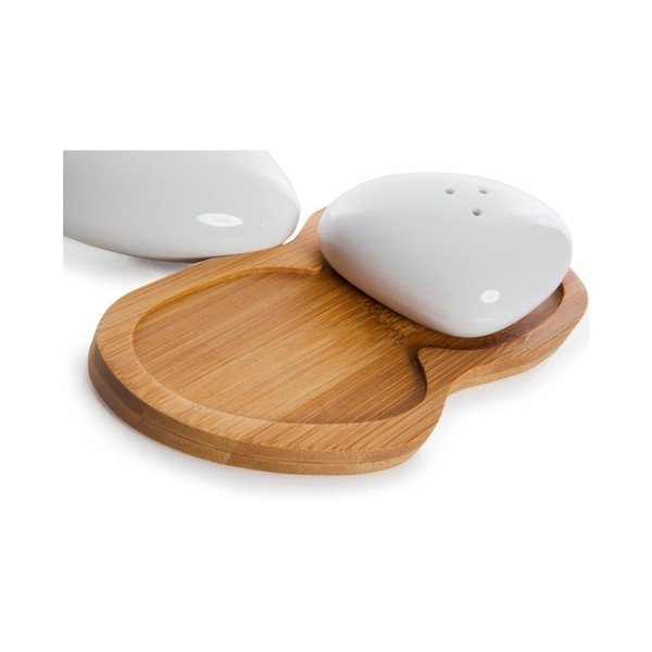 Set solniță și piperniță cu tavă din bambus Bambum Ston-image-3