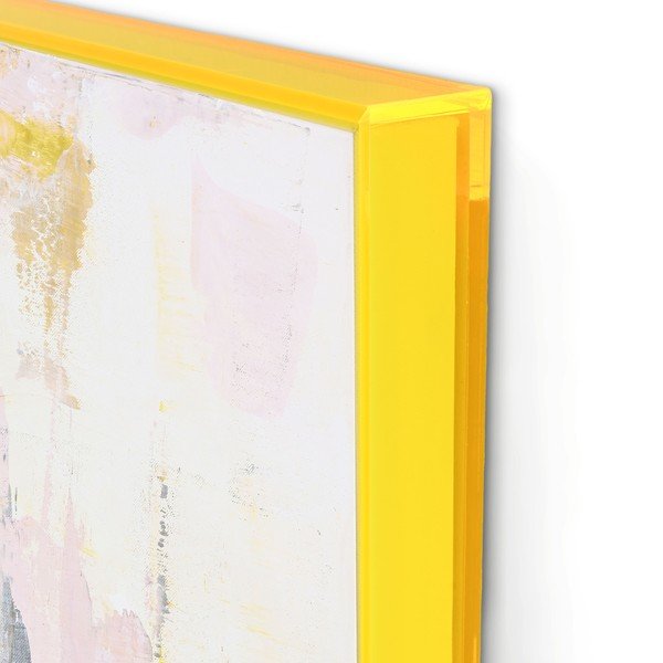 Tablou cu ramă/pe pânză imprimat/cu elemente pictate manual 102x102 cm New Age Yellow – Malerifabrikken-image-2