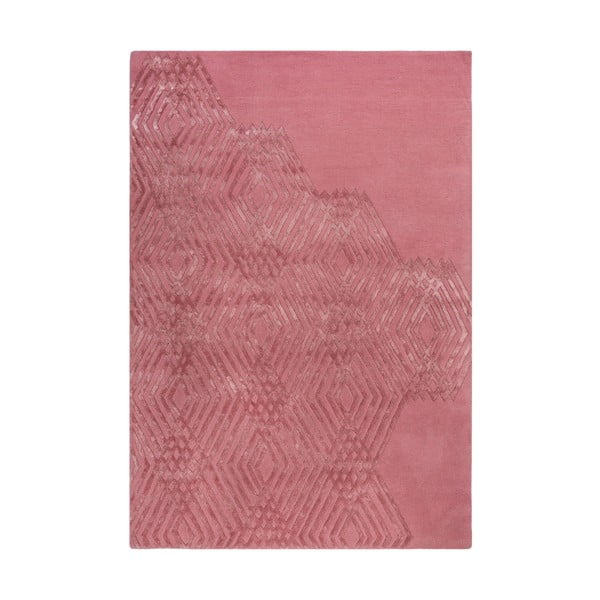 Covor din lână Flair Rugs Diamonds, 120 x 170 cm, roz