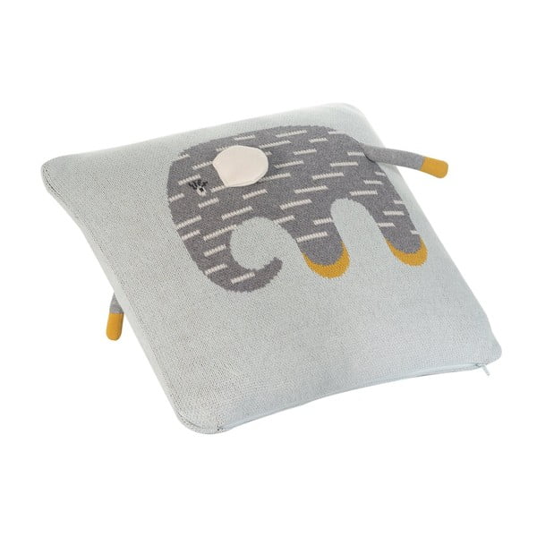 Față de pernă gri din bumbac pentru copii Kindsgut Elephant, 40 x 40 cm