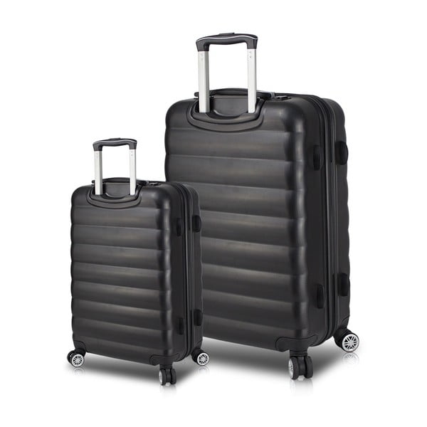 Set 2 valize cu roți și port USB My Valice RESSNO Cabin & Large, nergru