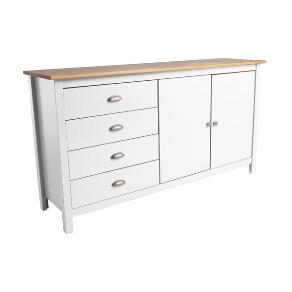 Comodă cu 4 sertare din lemn masiv de pin Marckeric Jade, lungime 150 cm, alb-image-2