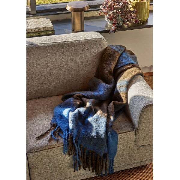 Pătură albastră-maronie 200x140 cm Inlet - Hübsch-image-1