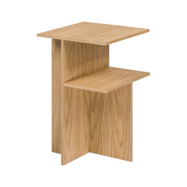 Noptieră în culoare naturală cu rafturi cu aspect de lemn de stejar Atik – noo.ma-image-3