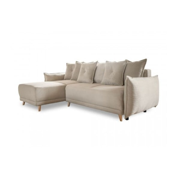 Colțar bej extensibil cu tapițerie din catifea reiată  (colț variabil) Lazy Lukka – Miuform
