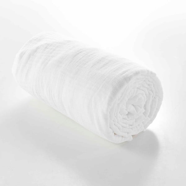 Cearceaf alb din muselină cu elastic 160x200 cm Angelia – douceur d'intérieur-image-2