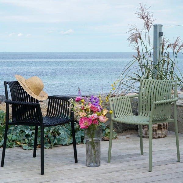 Scaune de grădină negre 2 buc. din plastic Tulsa – House Nordic-image-1