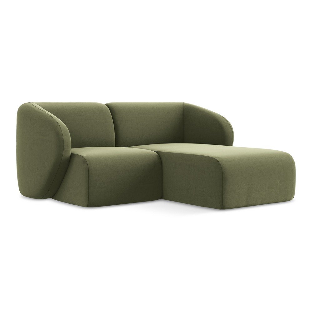 Colțar verde cu tapițerie din catifea (cu colț pe partea dreaptă/cu șezlong) Lani – Makamii