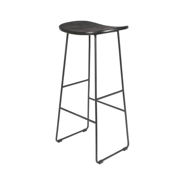 Scaun de bar negru din lemn de tec (înălțime șezut 76 cm) Tangle – White Label-image-2
